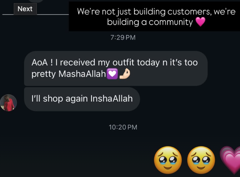 Client Testimonial Chat Screenshot