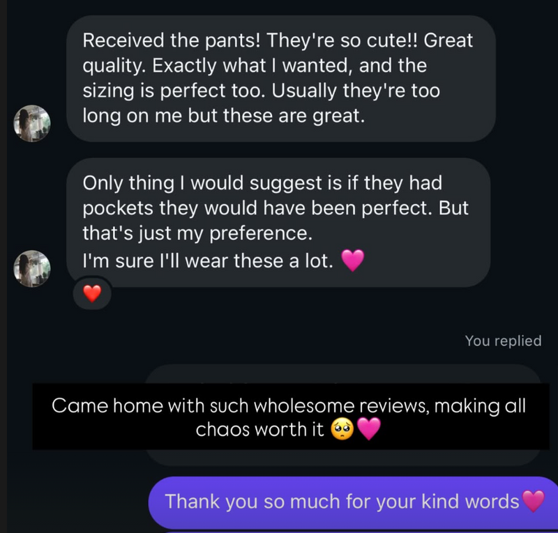 Client Testimonial Chat Screenshot