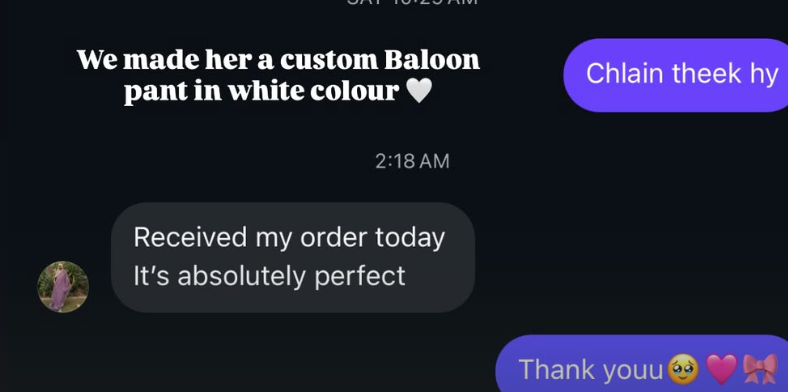 Client Testimonial Chat Screenshot